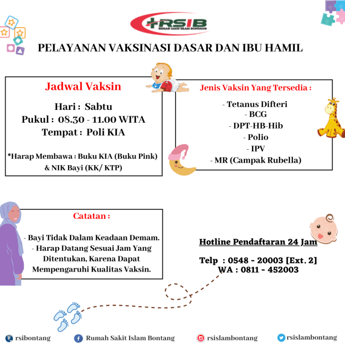 Jadwal vaksinasi anak di rumah sakit