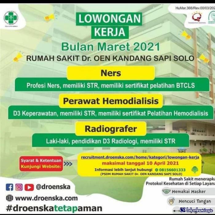 Lowongan Kerja RS Dr Oen Kandang Sapi Solo Maret 2022 Jadwal Dokter Akupunktur Medik RS Dr Oen Kandang Sapi Surakarta