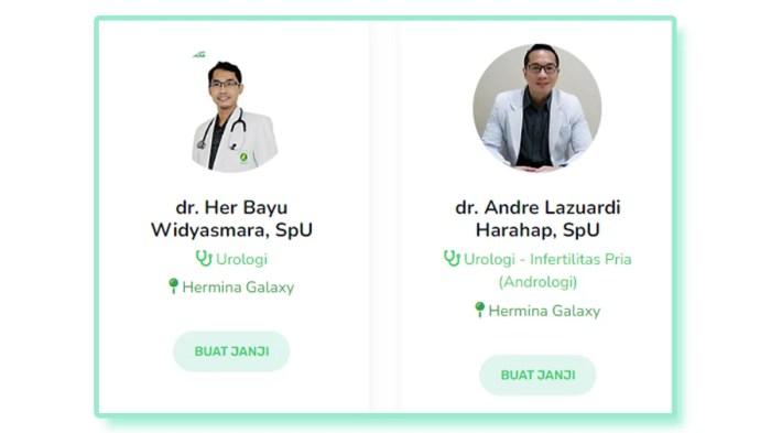 Jadwal Praktek Dokter RS Hermina Galaxy 2024 | HargaKamar.com Jadwal Dokter Urologi RS Ibu dan Anak Rika Amelia