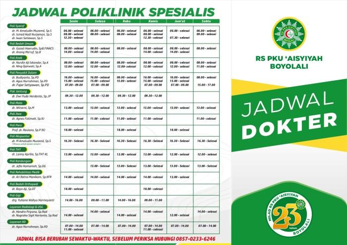 Jadwal Dokter Bedah Tulang (Orthopedi) RSUD Boyolali Pandan Arang