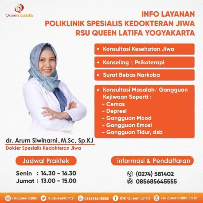 Info Layanan Dokter Spesialis Kedokteran Jiwa - RSU Queen Latifa Yogyakarta Jadwal Dokter Kesehatan Jiwa (Psikiatri) RS Queen Latifa